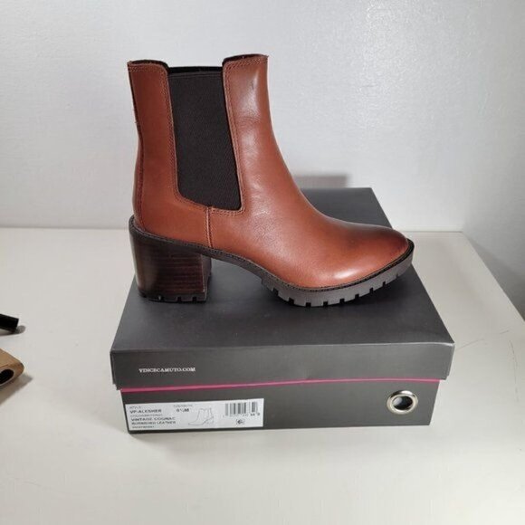 Vince Camuto Women’s Leather Stacked Heel Chelsea Boot - Picture 4 of 16